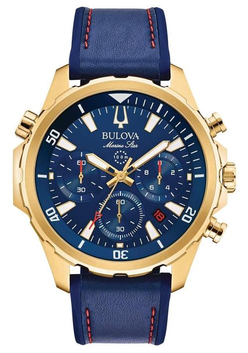 Bulova 97B168 Marine Star Chronograaf heren horloge 43 mm, Sieraden, Tassen en Uiterlijk, Horloges | Heren, Kunststof, Nieuw, Staal