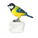 Beeldje - Bird on stone - Brons, Steen