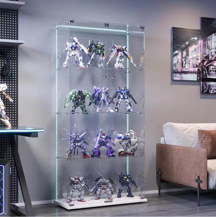 Witte Glazen Vitrinekast met LED Licht en Slot 78,5x35x163 c, Zakelijke goederen, Kantoor en Winkelinrichting | Kantoormeubilair en Inrichting