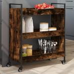 vidaXL Keukentrolley 70x30x82 cm bewerkt hout gerookt, Huis en Inrichting, Keuken | Keukenbenodigdheden, Verzenden, Nieuw