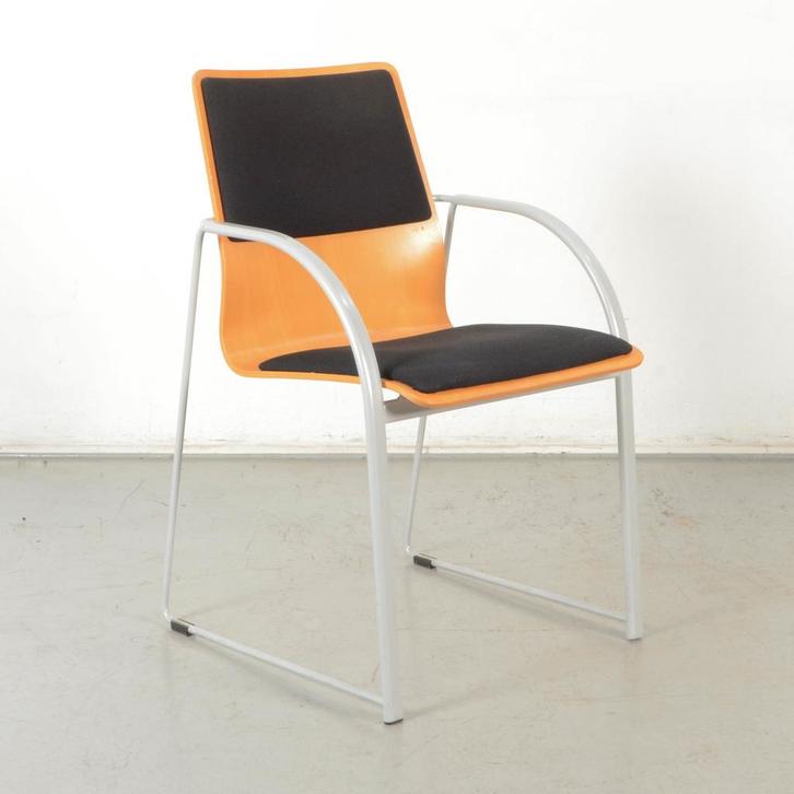 Frontseat vergaderstoel, zwart / beuken, buisframe onderstel, Huis en Inrichting, Bureaustoelen, Ophalen of Verzenden