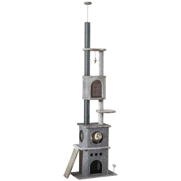 Klimboom - Krasboom - Verstelbaar en pluche - Lichtgrijs, Dieren en Toebehoren, Katten-accessoires, Nieuw, Ophalen of Verzenden