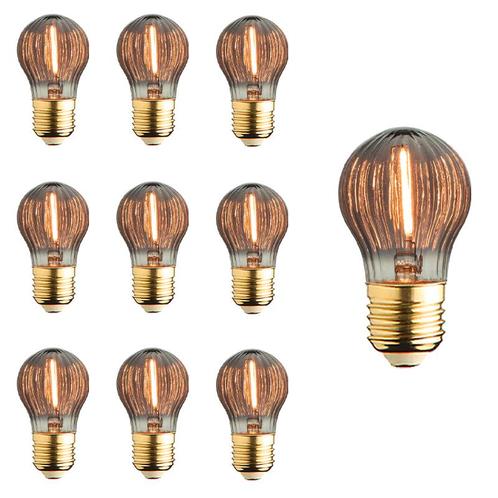 Set van 10 LED lampen geribbeld glas E27 | 1 watt | 2100K ex, Huis en Inrichting, Lampen | Losse lampen, Overige typen, Nieuw
