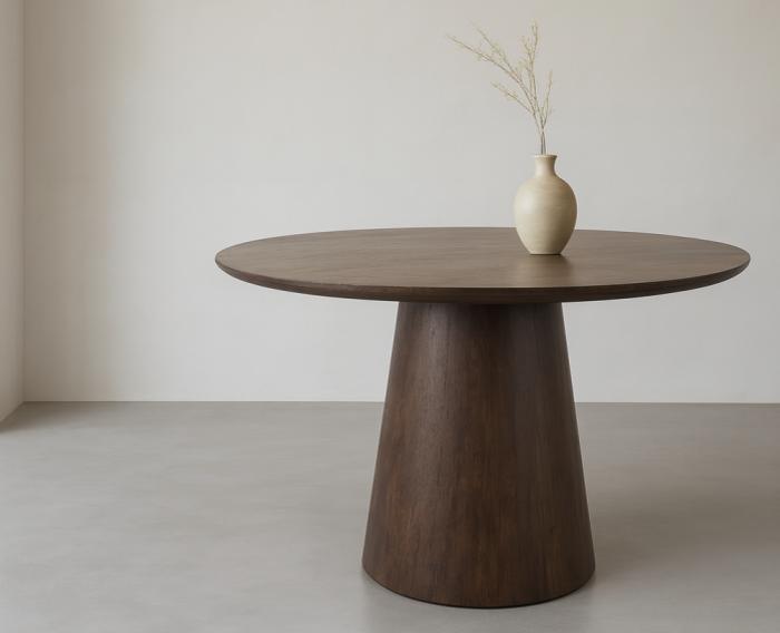 Eettafel Job Rond mangohout 140 cm - Walnoot - Japandi, Huis en Inrichting, Tafels | Eettafels, Nieuw, Ophalen of Verzenden