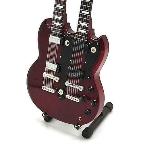 Miniatuur Gibson doubleneck SG gitaar met gratis standaard, Verzamelen, Muziek, Artiesten en Beroemdheden, Pop, Beeldje of Miniatuur