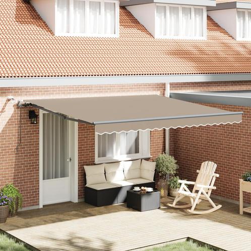 vidaXL Automatische Inklapbare Luifel met LED Beige 400x300, Tuin en Terras, Zonneschermen, Nieuw, Verzenden