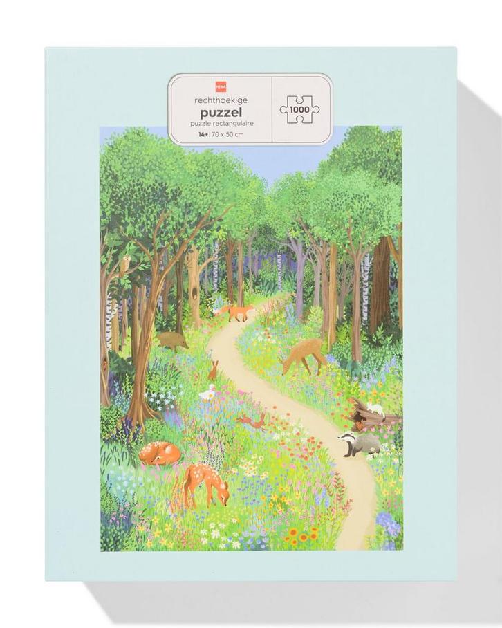 HEMA Legpuzzel 70x50cm 1000 stukjes boswandeling met dieren, Kinderen en Baby's, Speelgoed | Educatief en Creatief, Nieuw, Verzenden