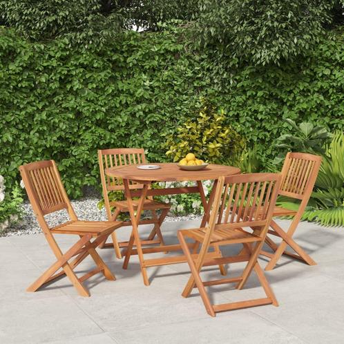 vidaXL 5-delige Eethoek massief acaciahout, Tuin en Terras, Tuinsets en Loungesets, Nieuw, Hardhout, Verzenden