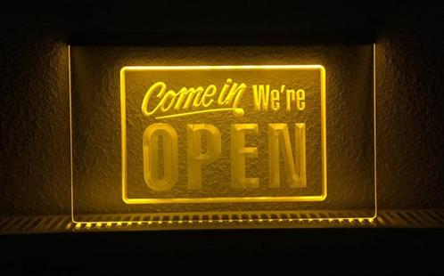 OPEN neon bord lamp LED verlichting reclame lichtbak #23 COM, Zakelijke goederen, Horeca | Meubilair en Inrichting, Verzenden