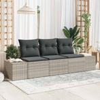 vidaXL Tuin Sofa Set 3 pcs Lichtgrijs Poly riet, Tuin en Terras, Tuinsets en Loungesets, Verzenden, Nieuw, Rotan