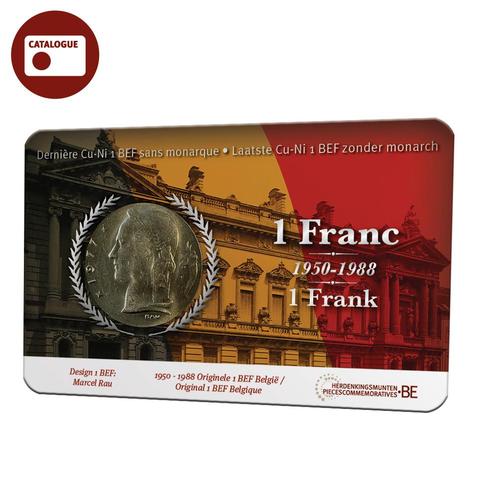 Belgie Munt 1 Franc Belgique 1950-1988 in coincard FR, Postzegels en Munten, Munten | Europa | Euromunten, Verzenden