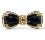 Broche - 18 karaat Geel goud, 18K geelgouden strikbroche met, Sieraden, Tassen en Uiterlijk, Antieke sieraden