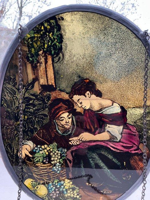 Decoratief ornament - Italië - Glas in Lood Raamhanger, Antiek en Kunst, Curiosa en Brocante