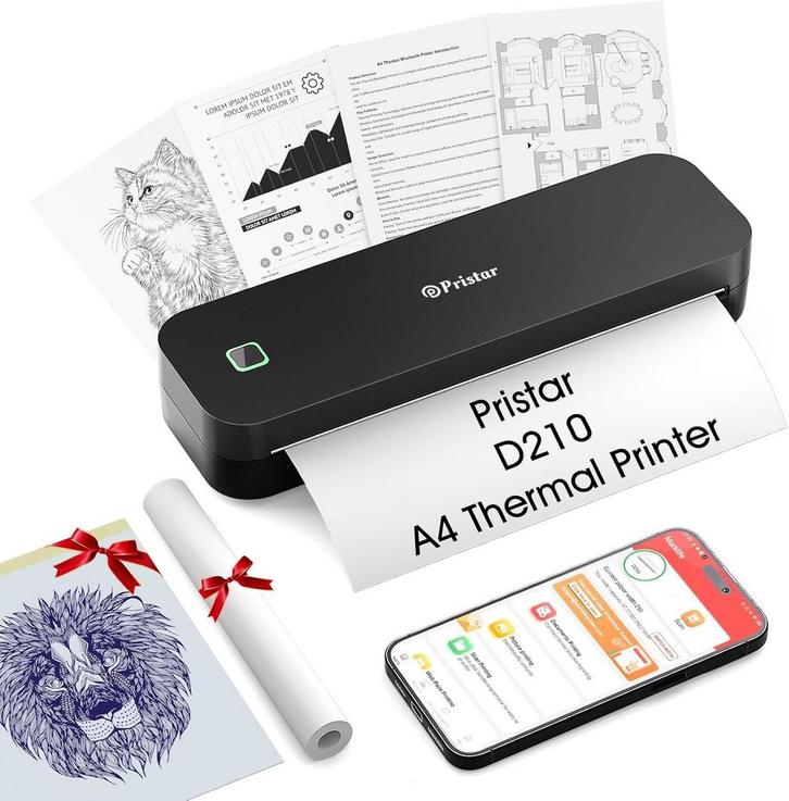 Thermische Printer A4 | Draagbaar Zwart | Retourdeal 28%..., Computers en Software, Printers, Draadloos, Thermo-printer, Zwart-en-wit printen