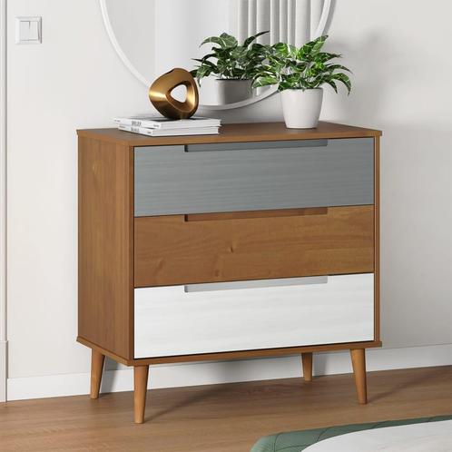 vidaXL Ladekast MOLDE 80x40x80 cm massief grenenhout bruin, Kinderen en Baby's, Kinderkamer | Commodes en Kasten, Nieuw, Verzenden