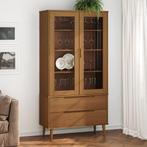 vidaXL Vitrinekast MOLDE 90x35x175 cm massief grenenhout, Verzenden, Nieuw, Grenenhout