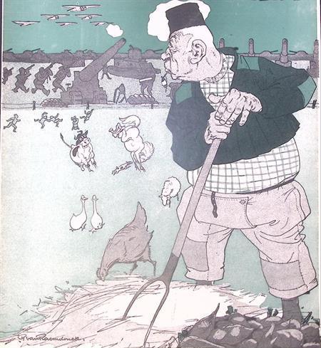 Colijn als boer aan de oostgrens op spotprent (lijst optie), Antiek en Kunst, Kunst | Litho's en Zeefdrukken, Verzenden