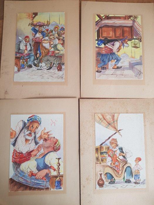 Ottomaans Turks scènes Constantinopel - Late Ottomaanse, Antiek en Kunst, Kunst | Niet-Westerse kunst