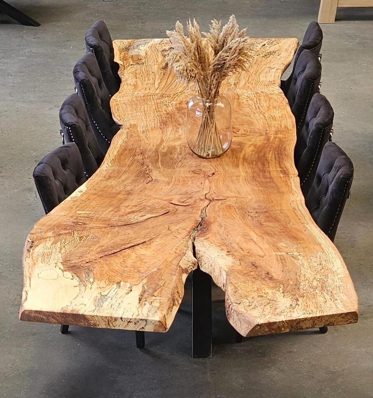 Unieke Massieve Eettafels uit Eén Stuk van Nederlandse Bomen, Huis en Inrichting, Tafels | Eettafels, 200 cm of meer, Nieuw, Eikenhout