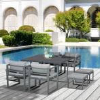 Tuintafel Set Tuinmeubelen Metaal 9 Delig 4 Stoelen 4 Krukke, Tuin en Terras, Nieuw, Verzenden