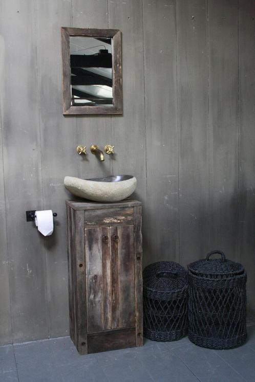 Oud Eikenhouten Toiletmeubel 90 x 40 x 30 cm, Huis en Inrichting, Badkamer | Badkamermeubels, Nieuw, Verzenden