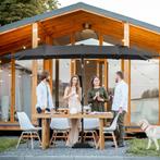 Tuinparasol - Duoparasol - Verstelbaar - Grijs, Ophalen of Verzenden, Nieuw