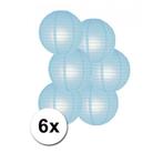 6 licht blauwe lampionnen van papier 25 cm - Lampionnen, Ophalen of Verzenden, Nieuw
