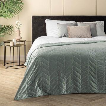 Fresh and Co Bedsprei Velvet Prisma - Groen 250 x 260 cm beschikbaar voor biedingen