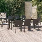 vidaXL 9-delige Tuinset poly rattan zwart, Nieuw, 8 zitplaatsen, Tuinset, Verzenden