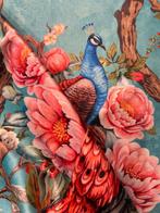 Prachtige veloursstof met oosterse chinoiserie. - Textiel -