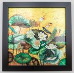 Painting of Asian Lotus - Lacquer Lotus Painting with