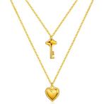 18K gold plated Stainless steel Heart and Key necklace, Inte, Verzenden