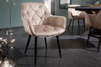 Design stoel MILANO champagne fluweel met Chesterfield, Huis en Inrichting, Ophalen of Verzenden, Nieuw