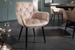 Design stoel MILANO champagne fluweel met Chesterfield, Ophalen of Verzenden, Nieuw