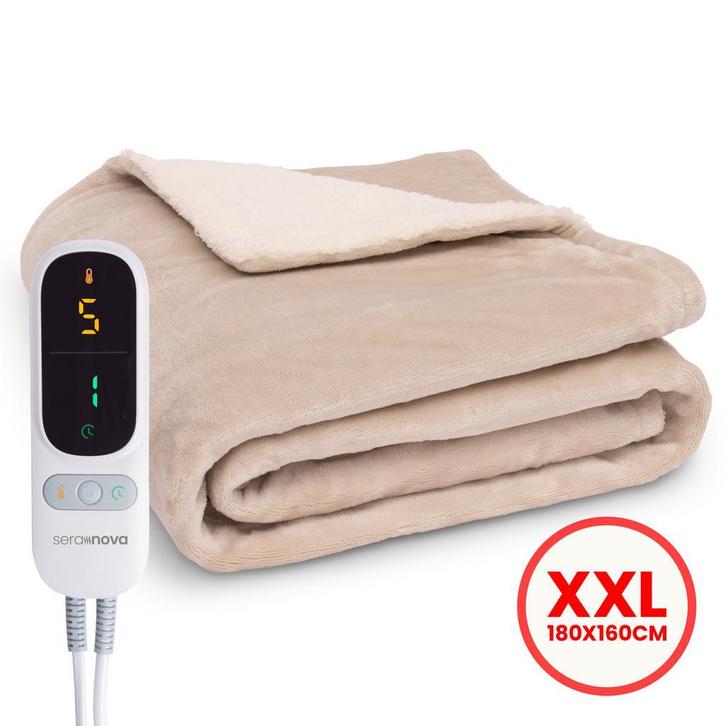 Seranova Elektrische Deken - 180x160cm - Warmtedeken - Beige, Huis en Inrichting, Woonaccessoires | Plaids en Woondekens, Zo goed als nieuw