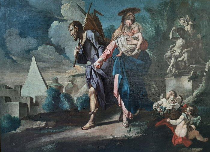 Nicola Grassi (1682-1748), Cerchia di - Fuga in Egitto, Antiek en Kunst, Kunst | Schilderijen | Klassiek
