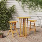 vidaXL 3-delige Barset inklapbaar massief teakhout, Tuin en Terras, Tuinsets en Loungesets, Verzenden, Nieuw, Teakhout, 2 zitplaatsen