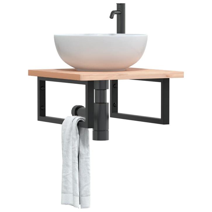 vidaXL Badkamer wandschap staal en massief beukenhout, Huis en Inrichting, Tafels | Kaptafels, Nieuw, Verzenden