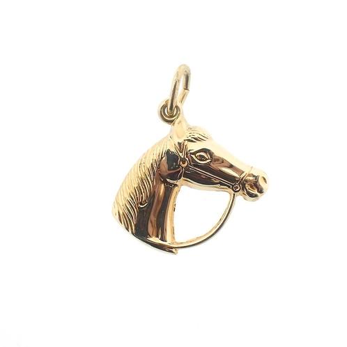 Gouden hanger van een paard (kettinghanger, gouden paard), Sieraden, Tassen en Uiterlijk, Bedels, Gebruikt, Overige merken, Goud