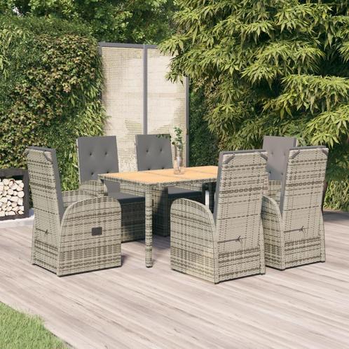 vidaXL 7-delige Tuinset met kussens poly rattan grijs, Tuin en Terras, Tuinsets en Loungesets, Tuinset, Nieuw, Rotan, Verzenden