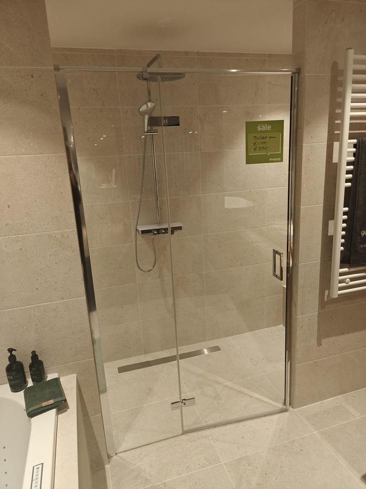 Douchedeur 120cm voor nis draaideur 0029, Doe-het-zelf en Verbouw, Sanitair, Douche, Nieuw, Chroom, Glas, Ophalen