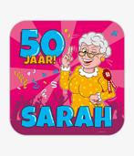 Huldeschild 50 Jaar Sarah Cartoon, Kleding | Dames, Carnavalskleding en Feestkleding, Ophalen of Verzenden, Nieuw