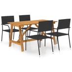 vidaXL 5-delige Tuinset zwart, Tuin en Terras, 4 zitplaatsen, Nieuw, Tuinset, Verzenden