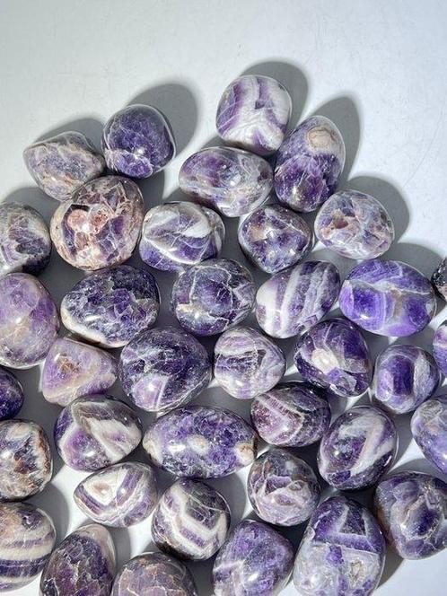 ***GEEN RESERVE*** Amethist Tumble Stones B-klasse – 35–38, Verzamelen, Mineralen en Fossielen