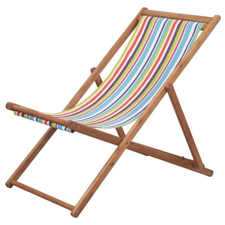Houten Strandstoel | Meerkleurig | Tweedekansje | OP=OP, Tuin en Terras, Tuinstoelen, Nieuw, Hout, Ophalen of Verzenden
