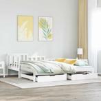 vidaXL Slaapbank met onderschuifbed/lades zonder matras, Huis en Inrichting, 90 cm, Eenpersoons, Verzenden, Wit