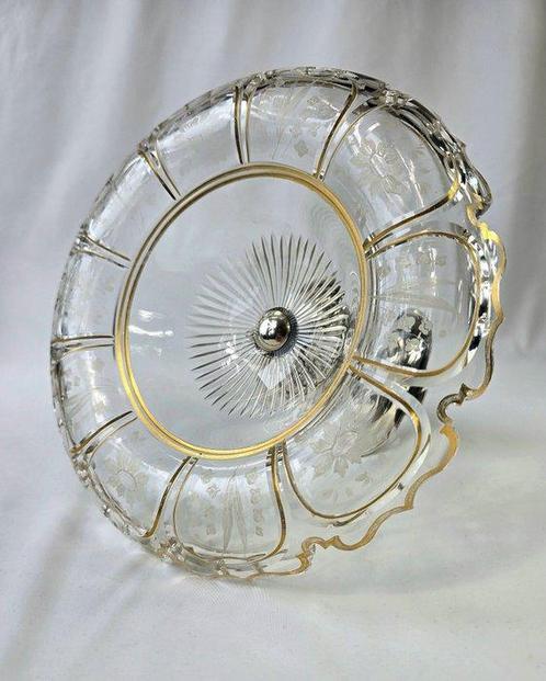 Edwardian - 1800s - Kom op een voet - Kristal, Verzilverd, Antiek en Kunst, Antiek | Meubels | Tafels