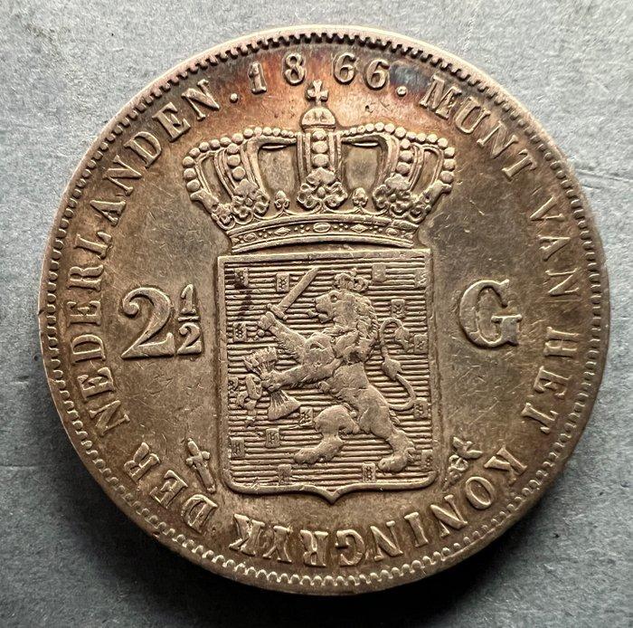 Nederland. Willem III. 2 1/2 Gulden 1866 (Zonder, Postzegels en Munten, Munten | Nederland