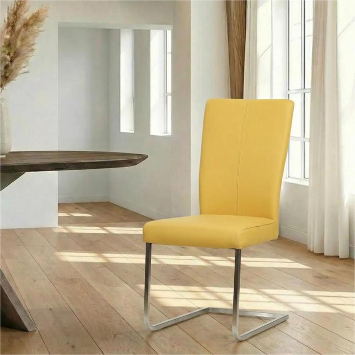 Leren eetkamerstoel Dry - Toledo Giallo (geel) - Sledepoot, Huis en Inrichting, Stoelen, Nieuw, Leer, Ophalen of Verzenden