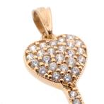 Gouden hanger van een sleutel hart met zirconia (liefde), Overige merken, Goud, Gebruikt, Ophalen of Verzenden